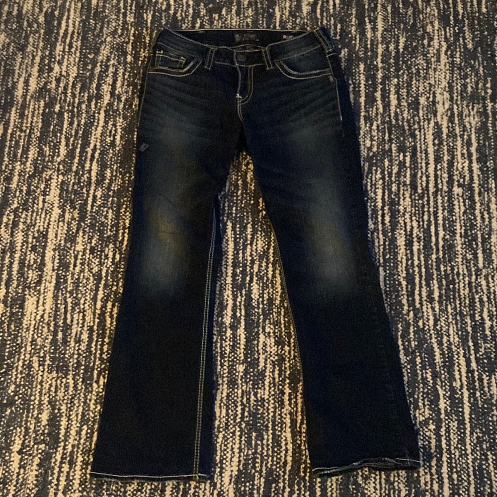Silver Low Rise Pants Slightly Worn Flared Pants
